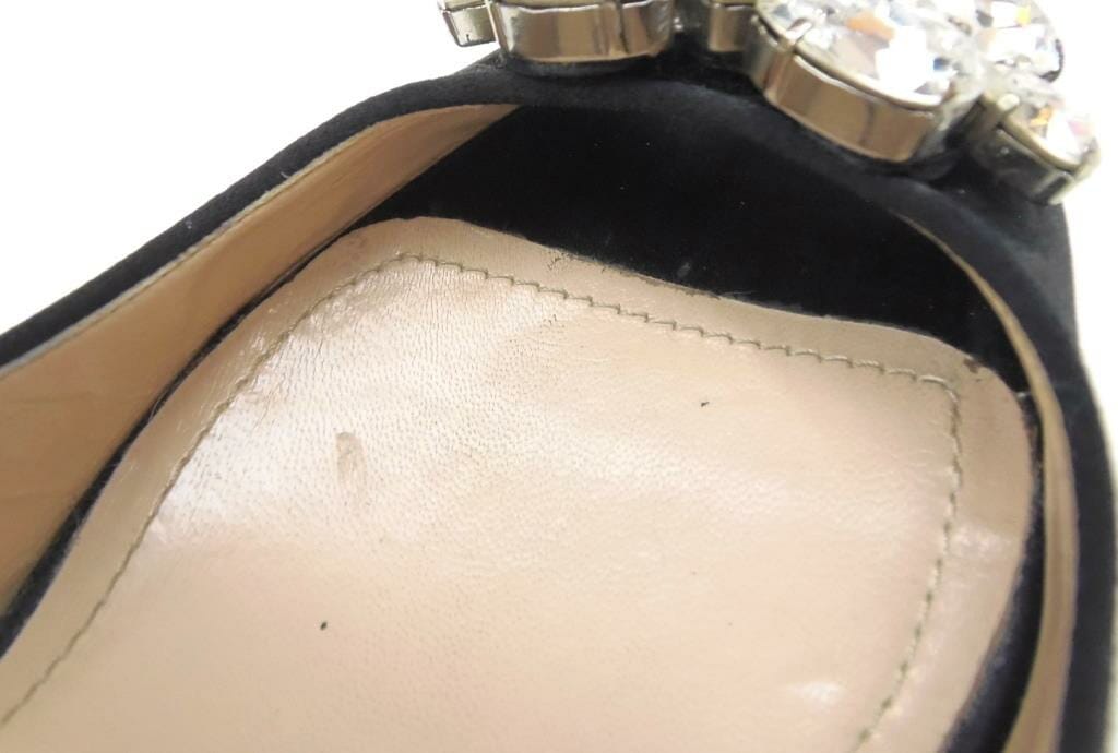 ミュウミュウ miumiu ビジュー付きオープントゥパンプス 黒 38 【中古】(61620) ミュウミュウ miumiu ビジュー付きオープントゥパンプス 黒 38 【中古】(61620)