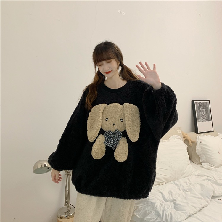 【送料無料】レディース ルームウェア もこもこ かわいい 上下セット 秋冬 うさぎ パジャマ