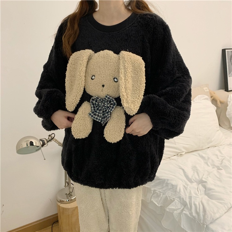 【送料無料】レディース ルームウェア もこもこ かわいい 上下セット 秋冬 うさぎ パジャマ