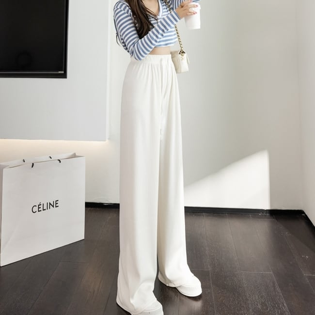 ラフパンツ ボトムス 長ズボン スラックス ワントーン バイカラー ドローストリング レトロ フレアパンツ スリット ウエストゴム セミフレア パンツ ハイウエスト ストレッチ ストレッチ