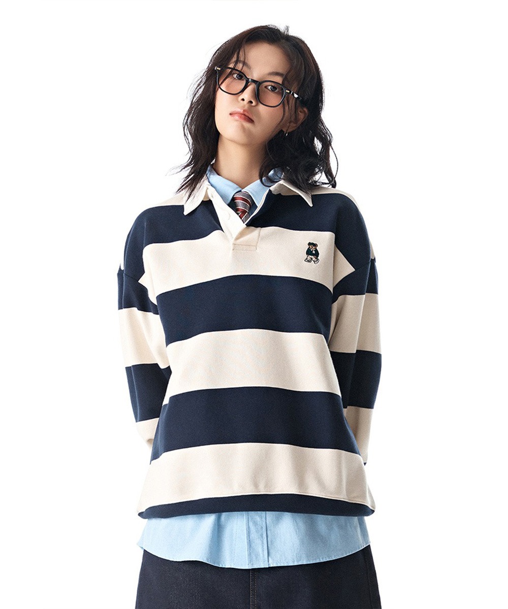 (Woody) Rugby Sweatshirt 2色 新商品 韓国人気 男女共用 カップルアイテム 肝節期 韓国ファッション ストリートファッション (Woody) Rugby Sweatshirt 2色 新商品 韓国人気 男女共用 カップルアイテム 肝節期 韓国ファッション ストリートファッション
