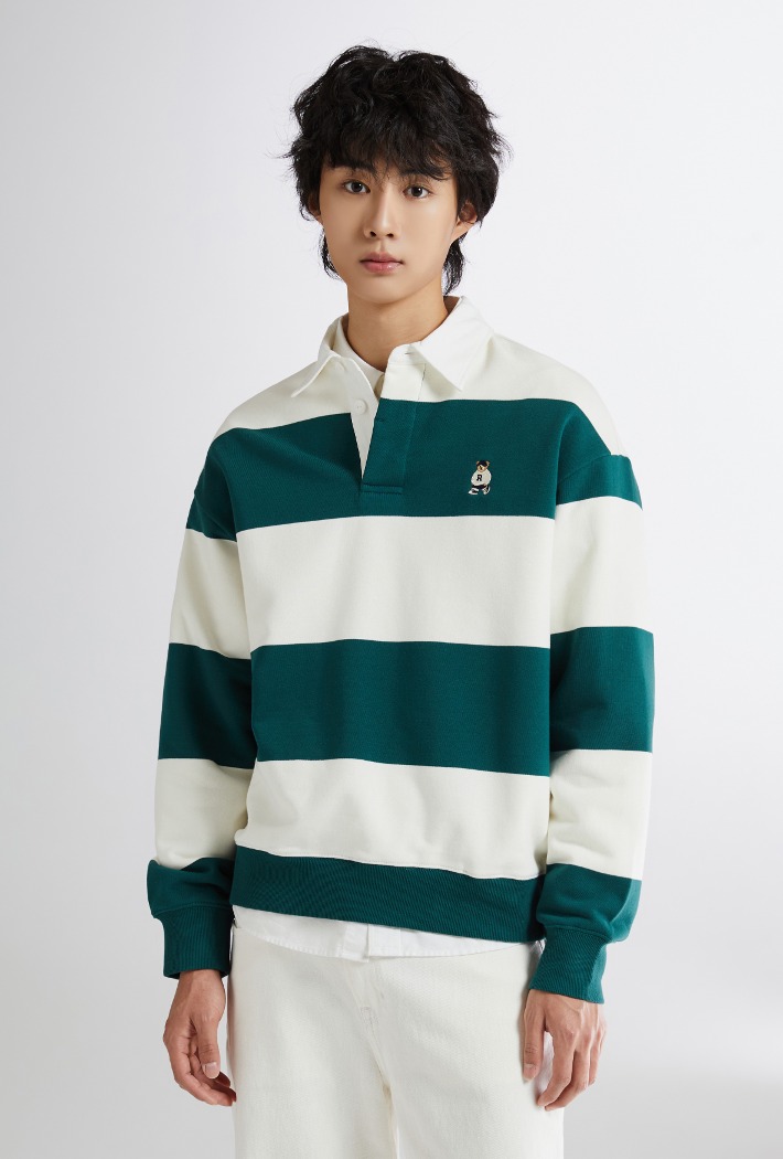 (Woody) Rugby Sweatshirt 2色 新商品 韓国人気 男女共用 カップルアイテム 肝節期 韓国ファッション ストリートファッション (Woody) Rugby Sweatshirt 2色 新商品 韓国人気 男女共用 カップルアイテム 肝節期 韓国ファッション ストリートファッション