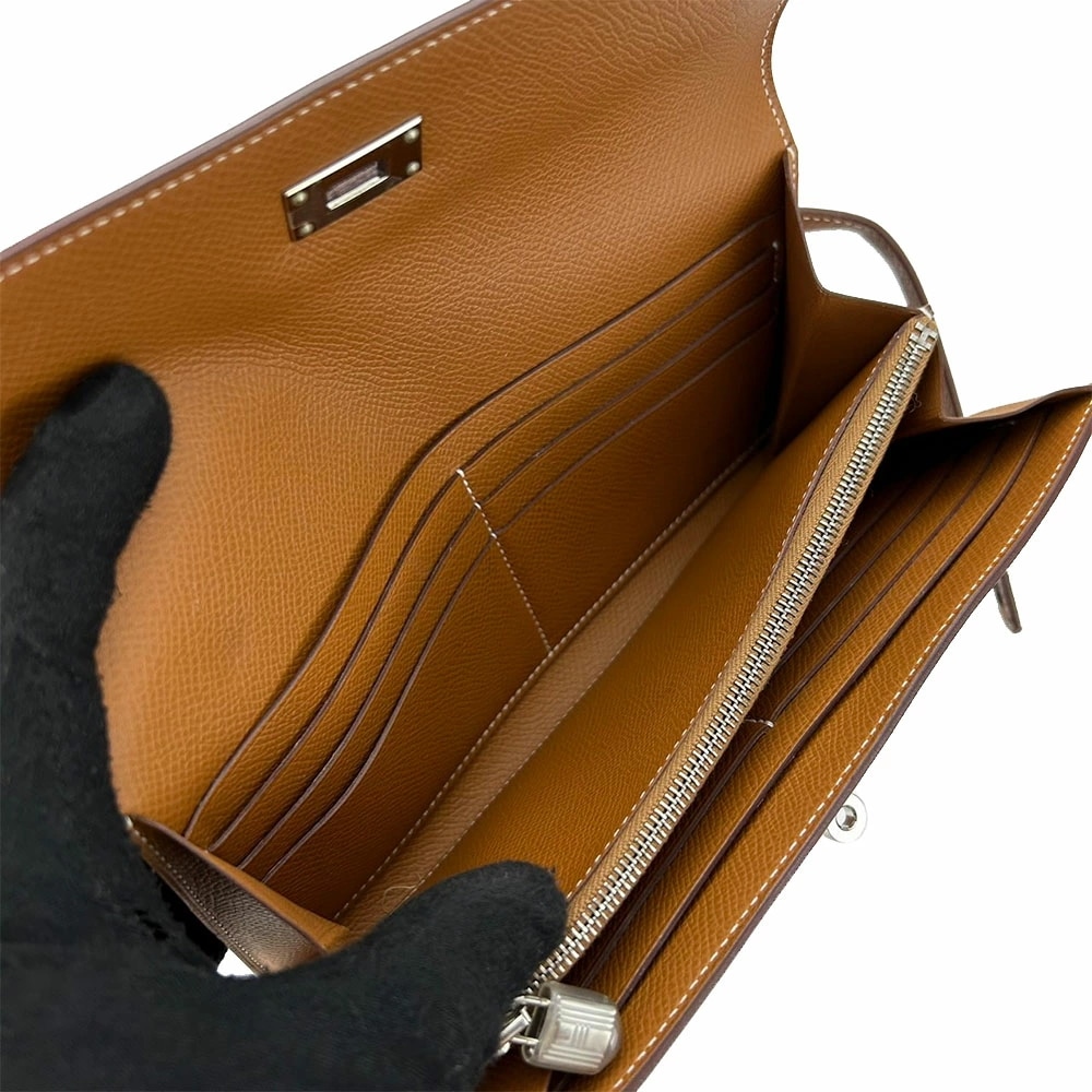 中古 エルメス 長財布 ケリーウォレット D刻印 ヴォーエプソン ゴールド エレガント シルバー金具 小物 普段使い メンズ レディース 男性 女性 HERMES long wallet gold 中古 エルメス 長財布 ケリーウォレット D刻印 ヴォーエプソン ゴールド エレガント シルバー金具 小物 普段使い メンズ レディース 男性 女性 HERMES long wallet gold