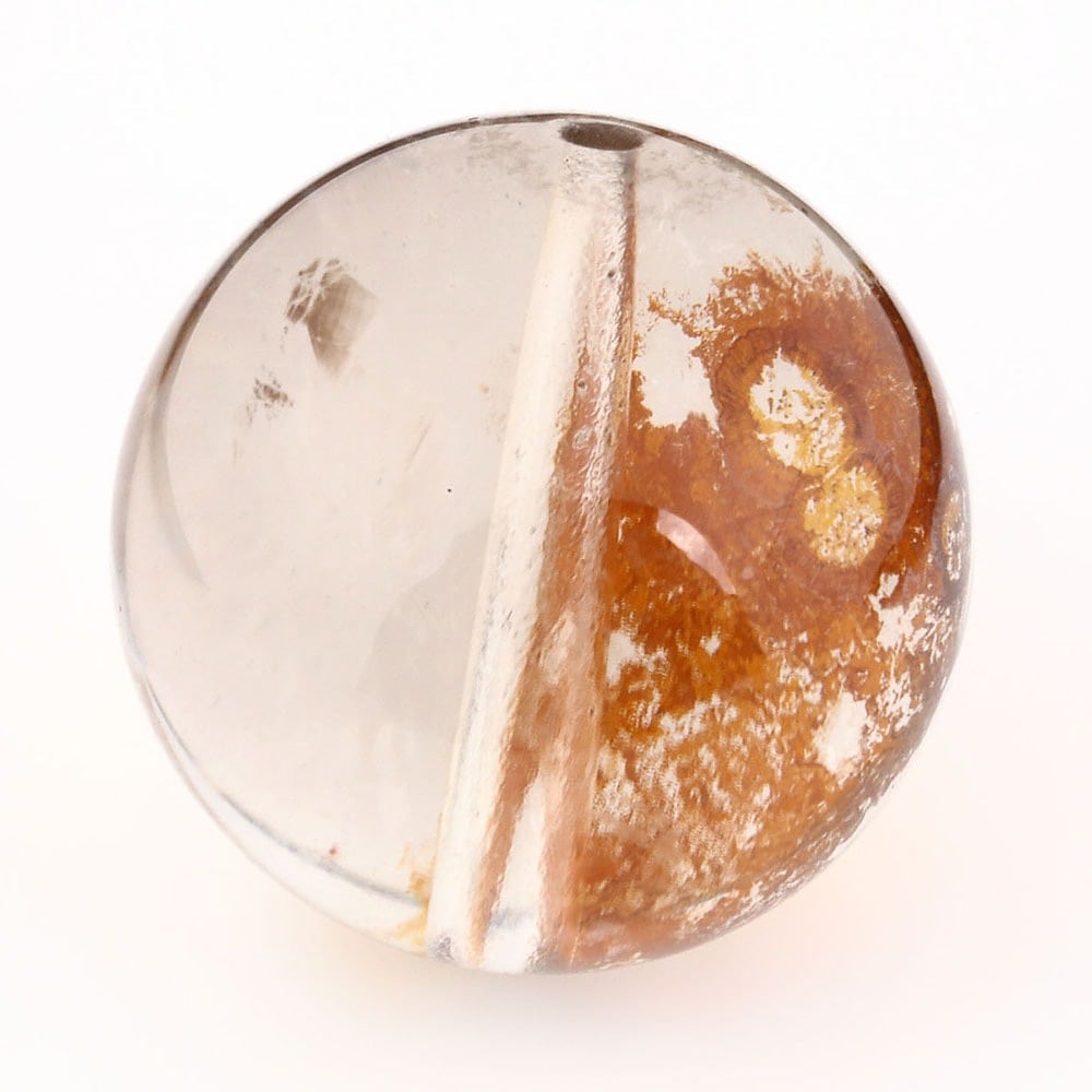 「1点もの 現品」 1粒売り 天然 オーラクォーツ ブラジル産 14mm パワーストーン バラ売り 天然石 パワーストーン ばら売り ビーズ 穴あき 1玉売り アクセサリー パ zz000122-zl