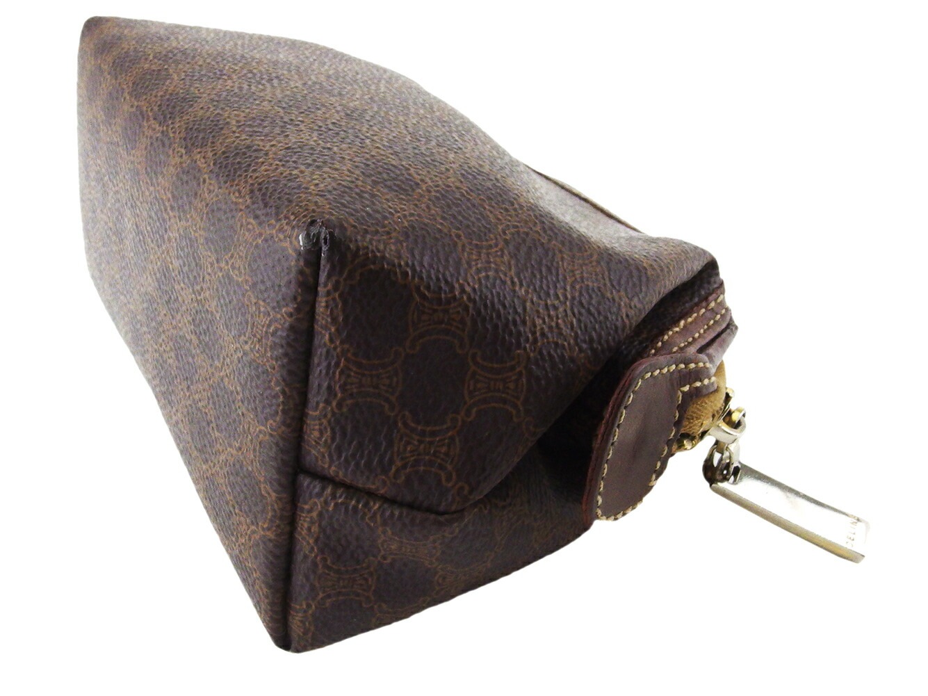 ポーチ 化粧ポーチ マカダム レディース メンズ ブラウン ベージュ 中古