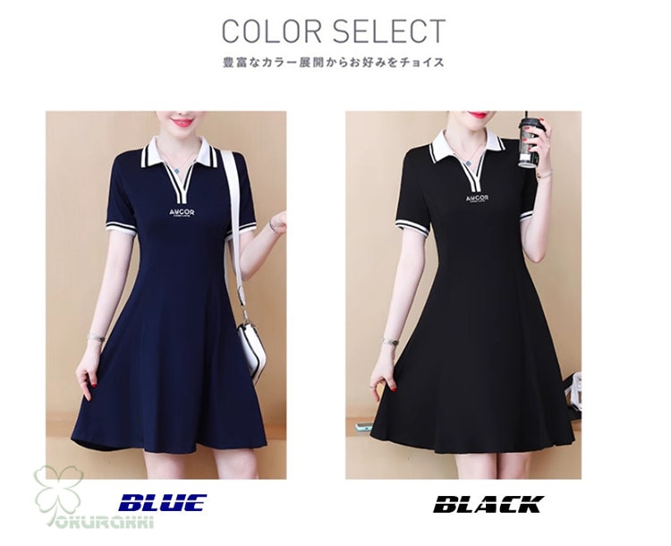 ゴルフウェア レディース ゴルフ ドレス ワンピース 丈長め ゴルフ スカート 半袖ワンピース 春 夏 新作 立体裁断2505gfop07