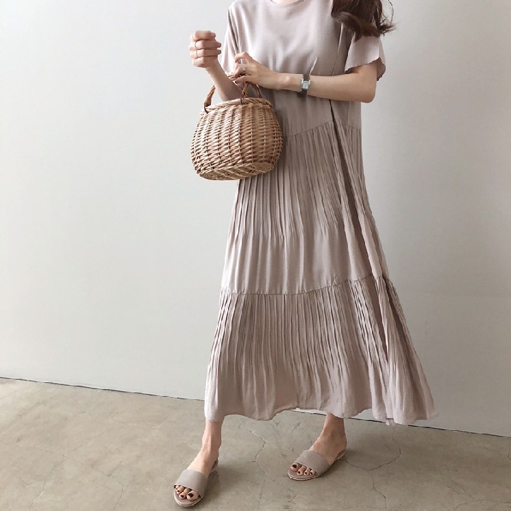 3color ワンピース ロングワンピース ロング ロング丈 マキシ マキシ丈 アンクル丈 ラウンド