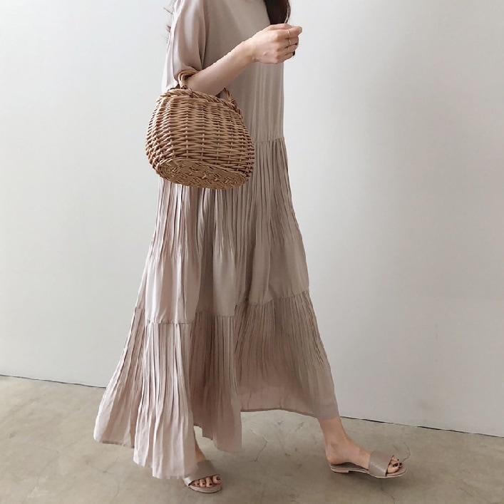 3color ワンピース ロングワンピース ロング ロング丈 マキシ マキシ丈 アンクル丈 ラウンド