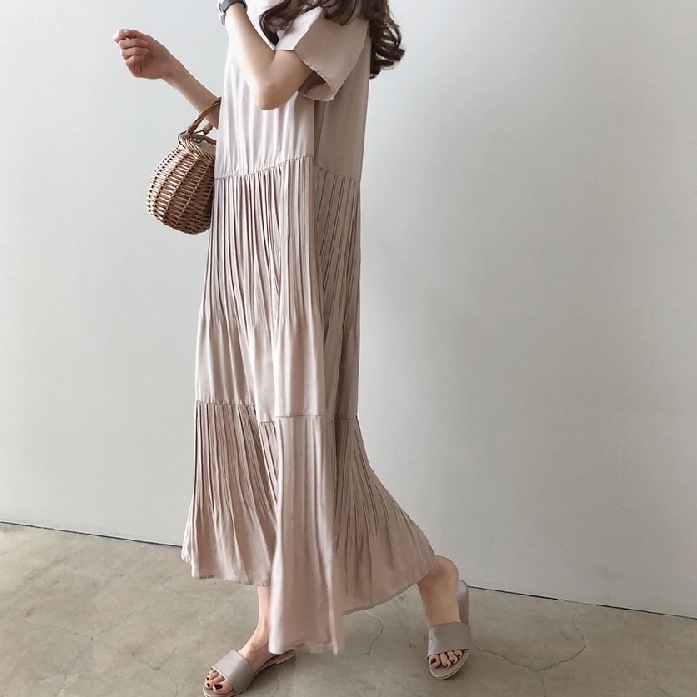 3color ワンピース ロングワンピース ロング ロング丈 マキシ マキシ丈 アンクル丈 ラウンド