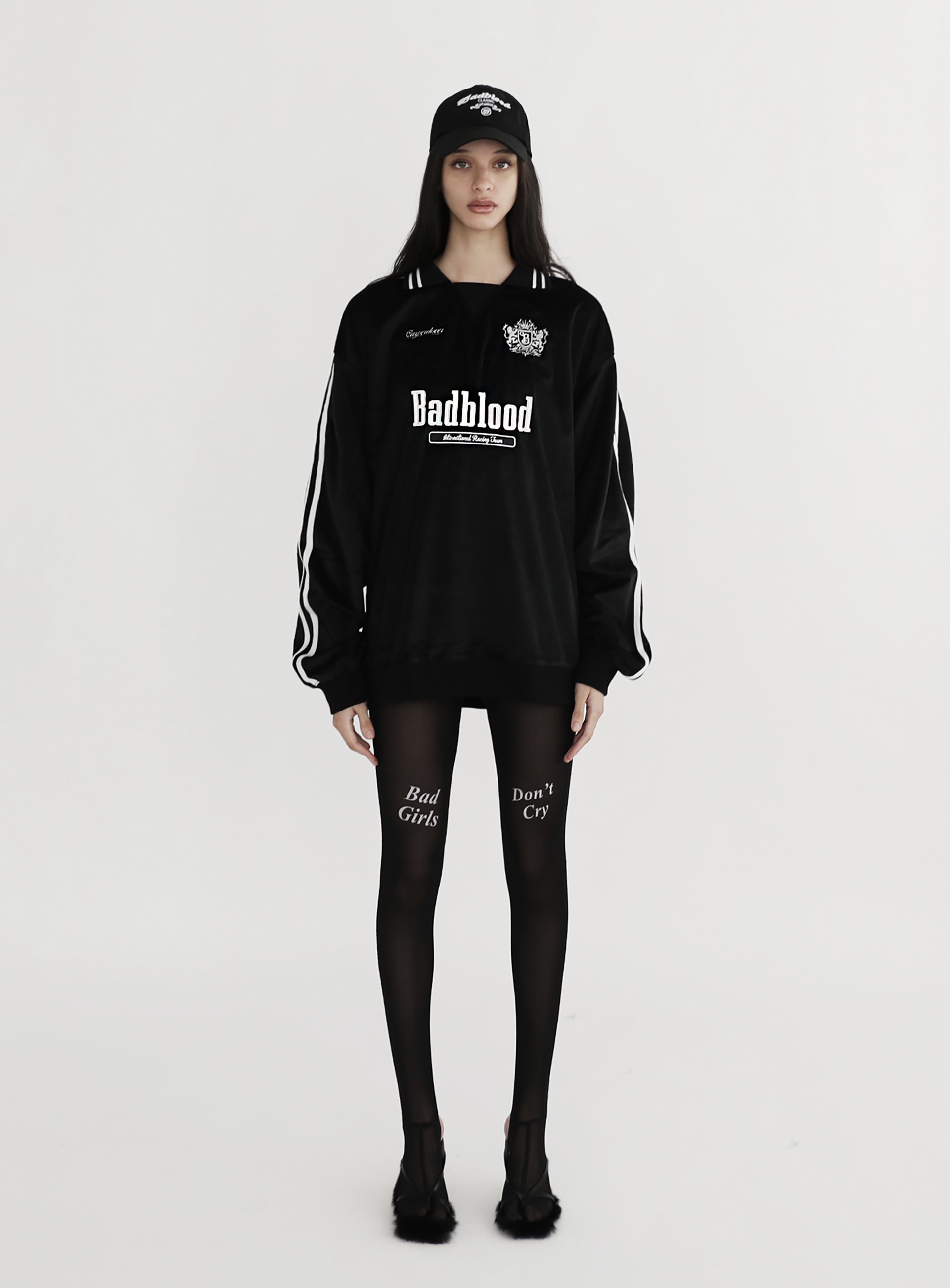【BADBLOOD】 SPORTS CLUB VELVET SWEATSHIRT : BLACK 【BADBLOOD】 SPORTS CLUB VELVET SWEATSHIRT : BLACK