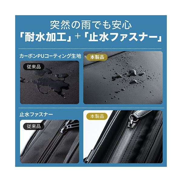 サンワダイレクト ビジネスバッグ(15.6型対応ダブルファスナー大容量耐水2WAYショルダーA4収納) 200-BAG124WP1個