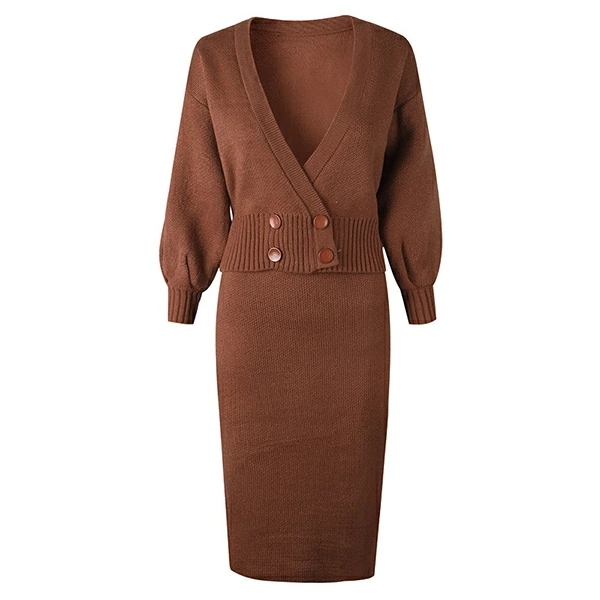 ニット セットアップ レディース スカートセット 秋 冬 ニットセーター 前開き タイトスカート スリット入り ニット カーディガン ドルマンスリーブ レトロ エレガント セクシー ニット 上下セット