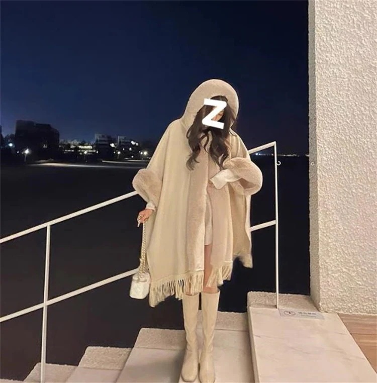 激安セール ポンチョ コート カジュアル 暖かい 生放送 厚手 タートルネック フード付き ゆったりする 快適である ニットストール マントメガ割