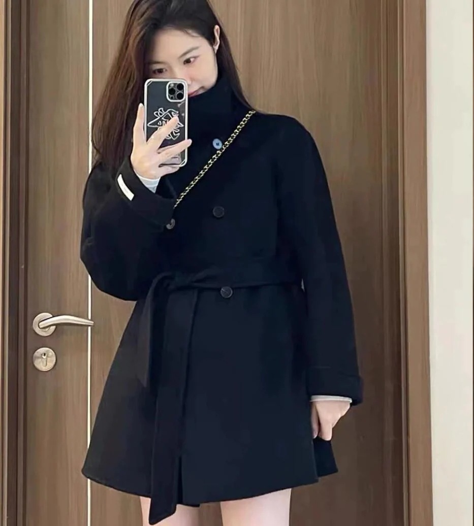 ウールタッチ ベルト付き ハイネック コート スタンドネック 韓国ガーリー カジュアル きれいめ オフィス OL 学生 通学 通勤 きちんと感のある上品アウター ウールタッチ ベルト付き ハイネック コート スタンドネック 韓国ガーリー カジュアル きれいめ オフィス OL 学生 通学 通勤 きちんと感のある上品アウター
