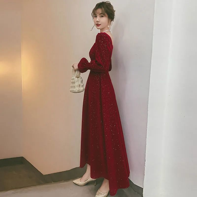 新作ミニドレススカートロング丈エレガント上品スクエアネックワインレッドワンピースウエストを収めて痩せて見える 着瘦 新作ミニドレススカートロング丈エレガント上品スクエアネックワインレッドワンピースウエストを収めて痩せて見える 着瘦