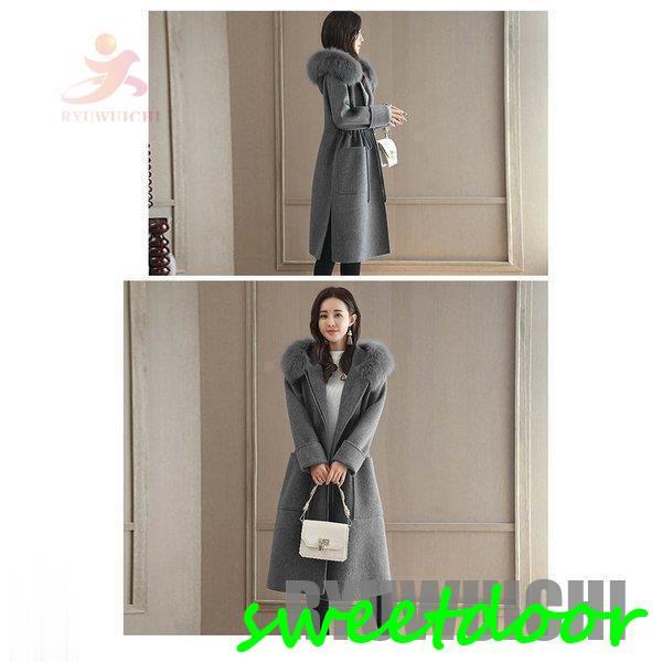 チェスターコート レディース 秋冬 厚手 ロングコート ファー付き