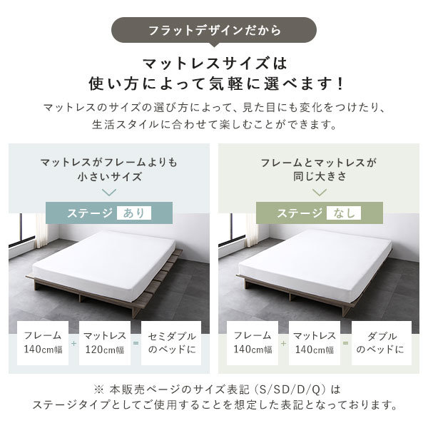 ステージベッド ステージタイプ クイーン 国産ポケットコイルマットレス付き ナチュラル [ベッドフレーム：クイーン/国産ポケットコイルマットレス：クイーン] コンセント付き 組立品