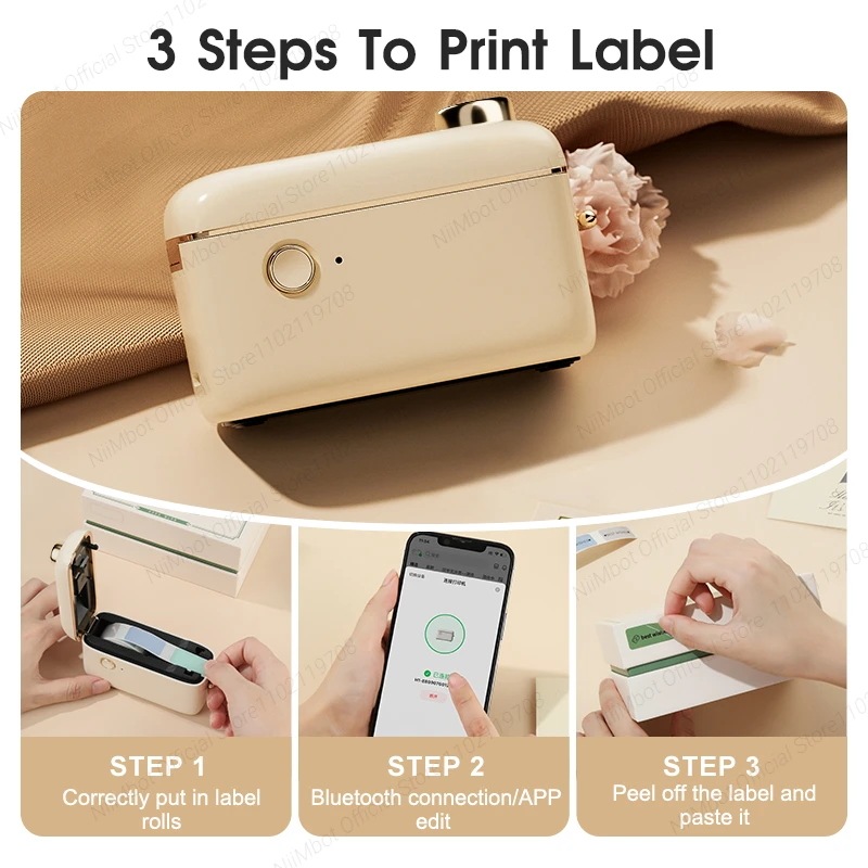 Niimbot-ミニサーマルプリンターh1s,粘着ラベルメーカー用の連続ラベル印刷機付き