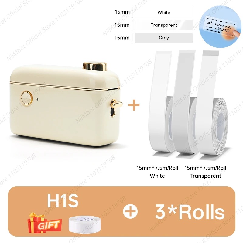Niimbot-ミニサーマルプリンターh1s,粘着ラベルメーカー用の連続ラベル印刷機付き