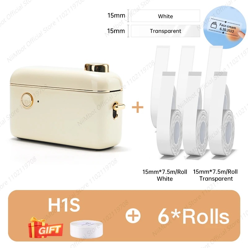 Niimbot-ミニサーマルプリンターh1s,粘着ラベルメーカー用の連続ラベル印刷機付き