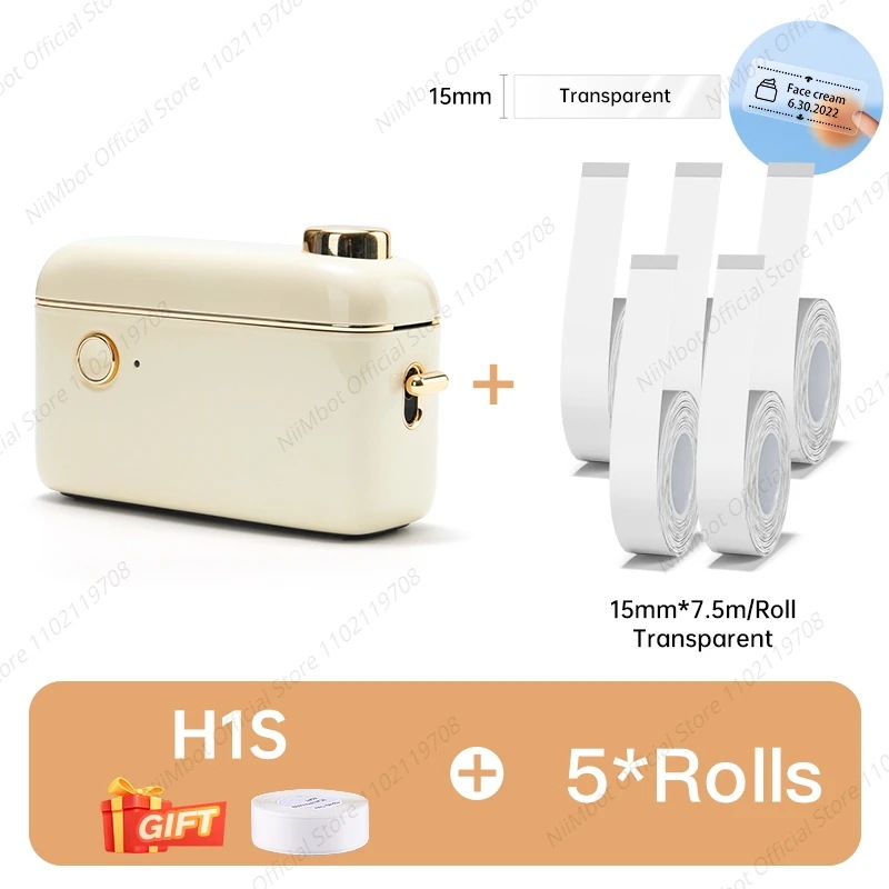 Niimbot-ミニサーマルプリンターh1s,粘着ラベルメーカー用の連続ラベル印刷機付き