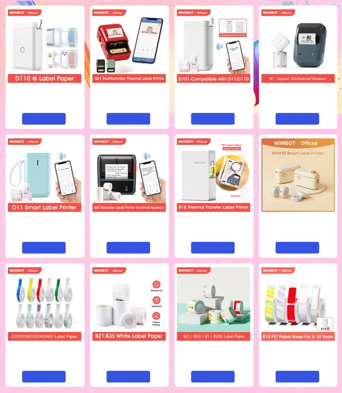Niimbot-ミニサーマルプリンターh1s,粘着ラベルメーカー用の連続ラベル印刷機付き