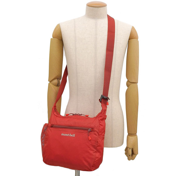 モンベル バック メンズ レディース ショルダーバッグ ナイロン レッド ポケッタブルライトショルダーS Pocketable Light Shoulder Bag S 1123969RD mont
