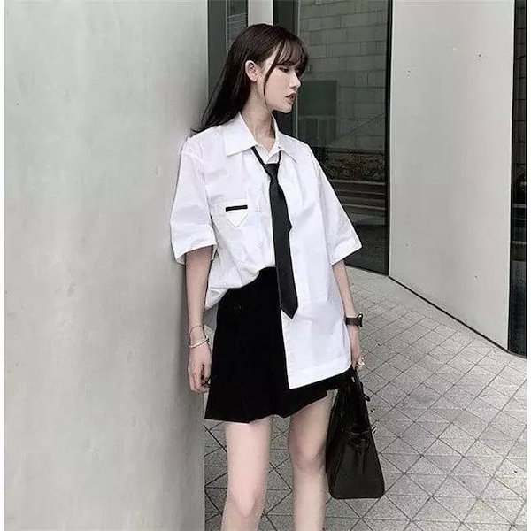 Qoo10] 制服セット 韓国制服 ネクタイ 黒 ブラ