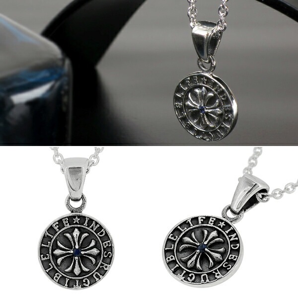 フレアクロス コイン サファイア シルバーネックレス チェーン付 ペンダント サファイア フレアクロス コイン サファイア シルバーネックレス チェーン付 ペンダント サファイア