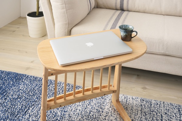 サイドテーブル 机 テーブル ベッド おしゃれ サイドラック ナイトテーブル カジュアル ソファサイド パソコン 寝室 リビング コの字型 ベッドサイドテーブル マガジンラック付き ナチュラル 北欧