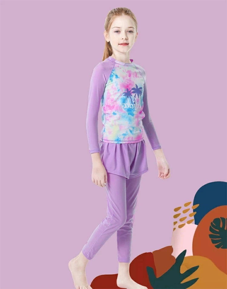 女の子 長袖 水着 セパレート ラッシュガード みずぎ 2点セット 水遊び 女子 水着 長袖 水着 キッズ 子供 水着 女児 ジュニア スイムウェア ガールズ 紫外線対策 速乾 水着 100cm 1