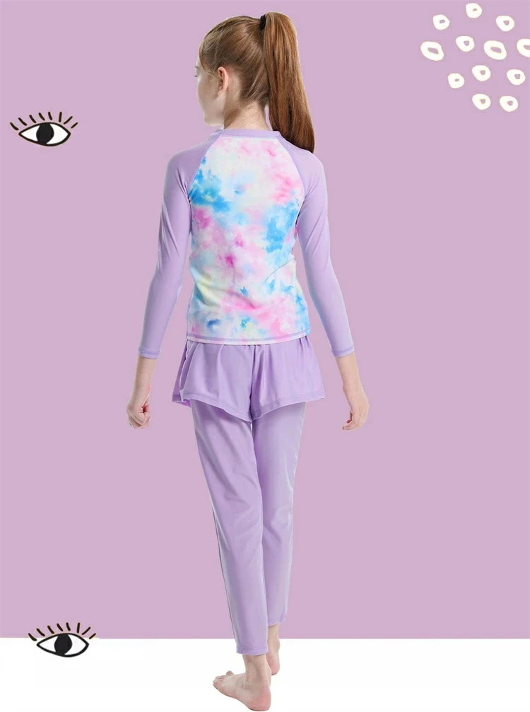 女の子 長袖 水着 セパレート ラッシュガード みずぎ 2点セット 水遊び 女子 水着 長袖 水着 キッズ 子供 水着 女児 ジュニア スイムウェア ガールズ 紫外線対策 速乾 水着 100cm 1