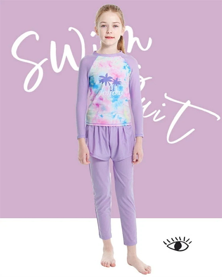 女の子 長袖 水着 セパレート ラッシュガード みずぎ 2点セット 水遊び 女子 水着 長袖 水着 キッズ 子供 水着 女児 ジュニア スイムウェア ガールズ 紫外線対策 速乾 水着 100cm 1