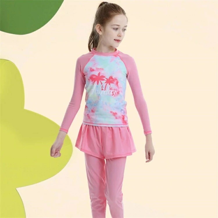 女の子 長袖 水着 セパレート ラッシュガード みずぎ 2点セット 水遊び 女子 水着 長袖 水着 キッズ 子供 水着 女児 ジュニア スイムウェア ガールズ 紫外線対策 速乾 水着 100cm 1