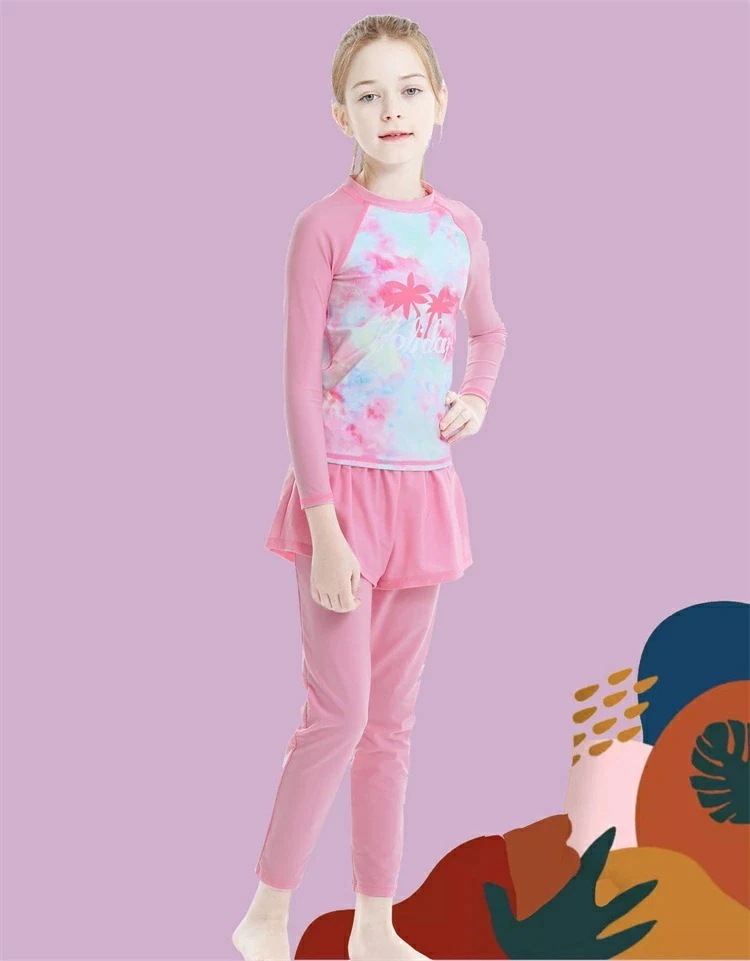 女の子 長袖 水着 セパレート ラッシュガード みずぎ 2点セット 水遊び 女子 水着 長袖 水着 キッズ 子供 水着 女児 ジュニア スイムウェア ガールズ 紫外線対策 速乾 水着 100cm 1