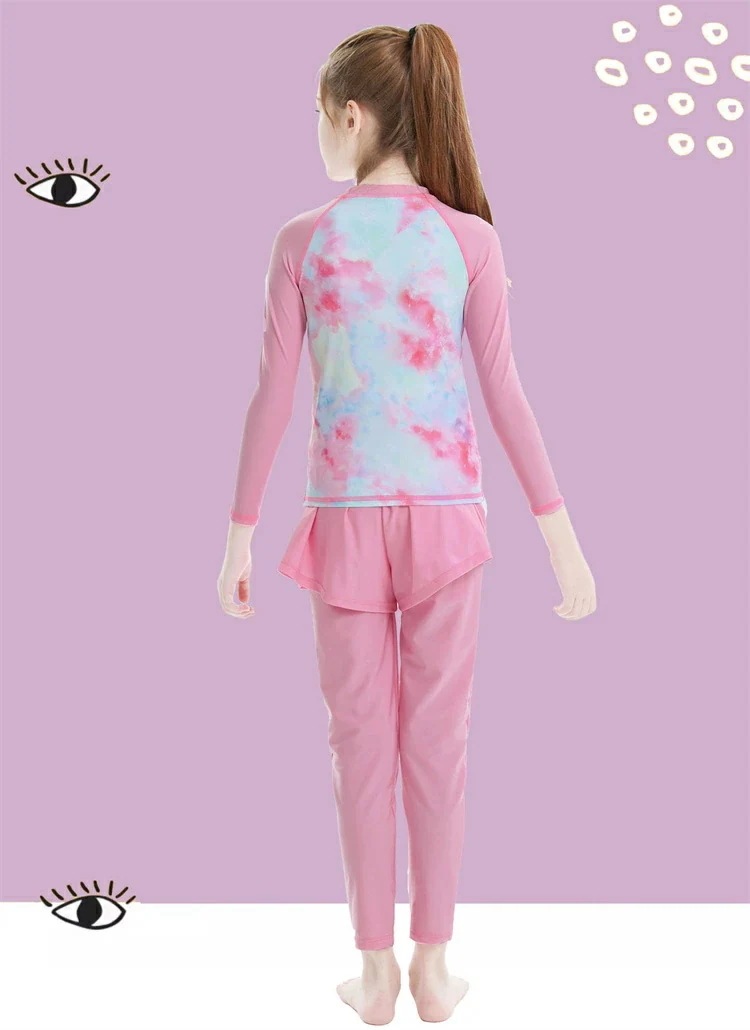 女の子 長袖 水着 セパレート ラッシュガード みずぎ 2点セット 水遊び 女子 水着 長袖 水着 キッズ 子供 水着 女児 ジュニア スイムウェア ガールズ 紫外線対策 速乾 水着 100cm 1