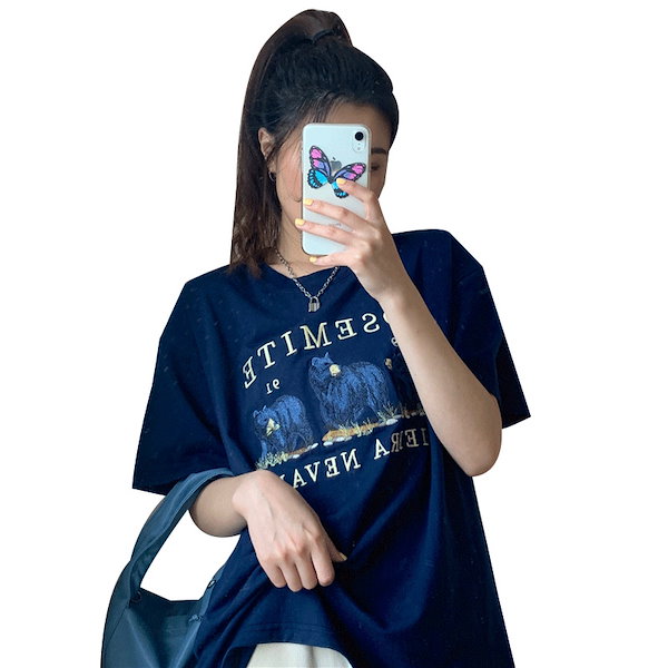 Qoo10] 2023夏韓国版半袖Tシャツ女子中長期タ