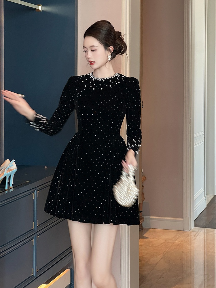 【JY.上品】 秋 ショート キラキラ ドレス パーティー キャバ 大人 同窓会 披露宴 卒業式 結婚式 演奏会 ウェディング 二次会 メガ割