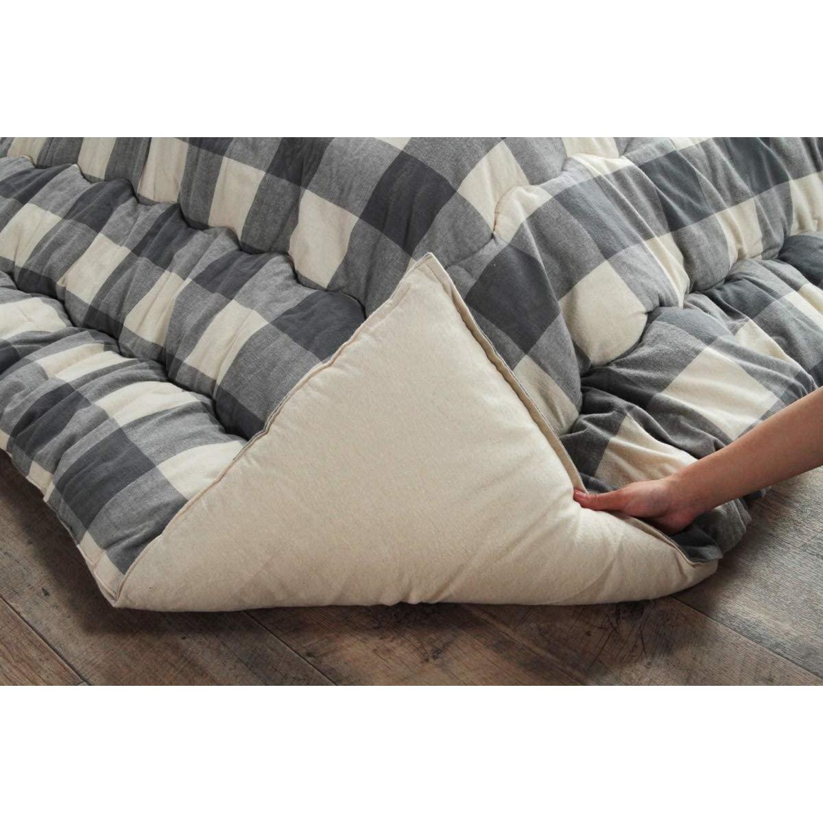 【i】【代引不可】 イケヒコ こたつ布団 長方形 205×245cm オーブ グレー チェック インド綿 #5192039 シンプル【北海道・沖縄・離島不可】【代引不可/沖