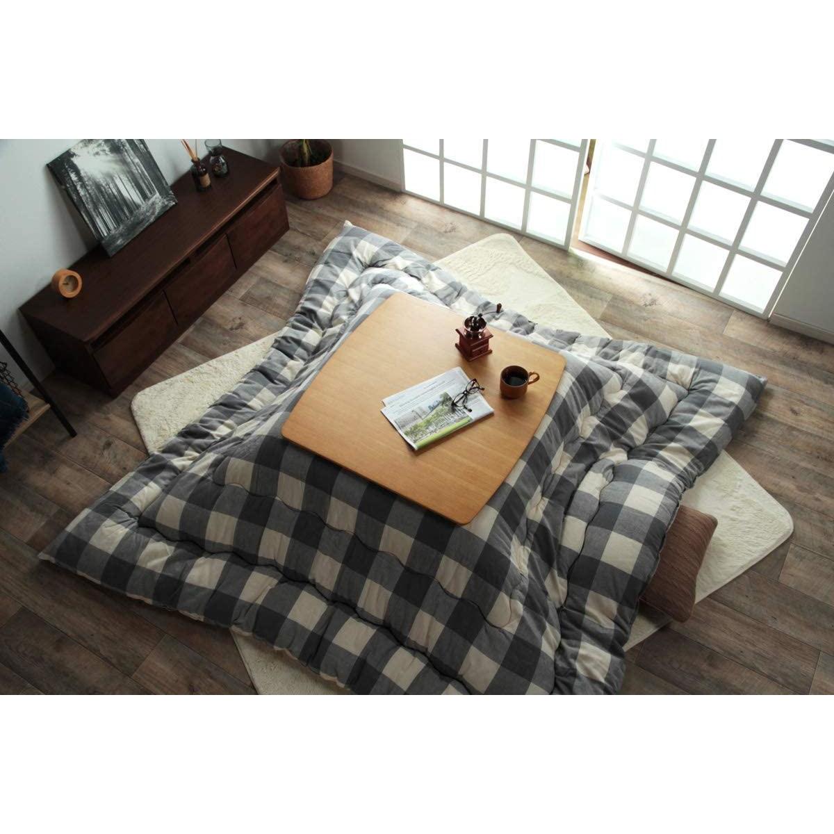 【i】【代引不可】 イケヒコ こたつ布団 長方形 205×245cm オーブ グレー チェック インド綿 #5192039 シンプル【北海道・沖縄・離島不可】【代引不可/沖