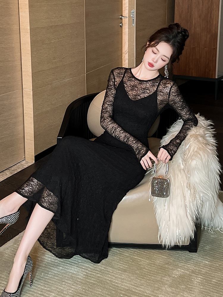 JY.上品】 2024秋冬新品 レース セクシー ドレス パーティー