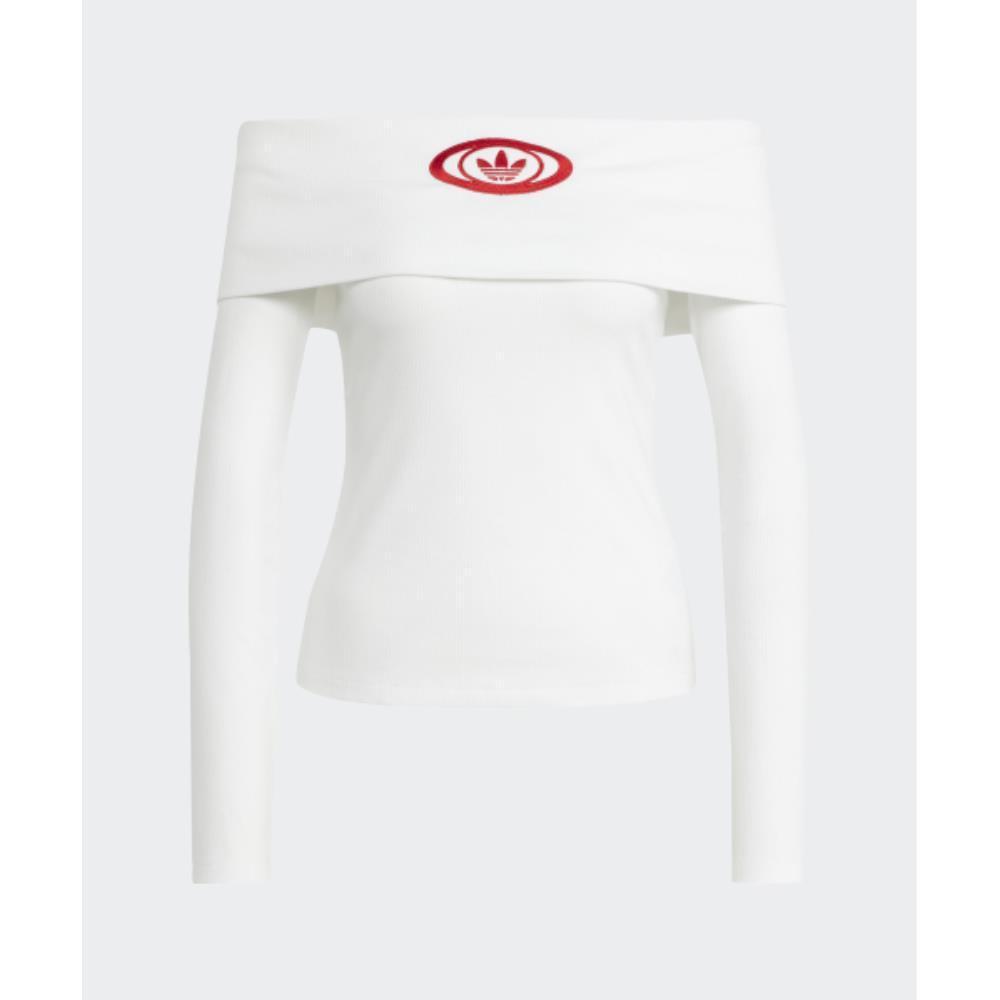 adidas Off-shoulder top in white KA2691 adidas Off-shoulder top in white KA2691