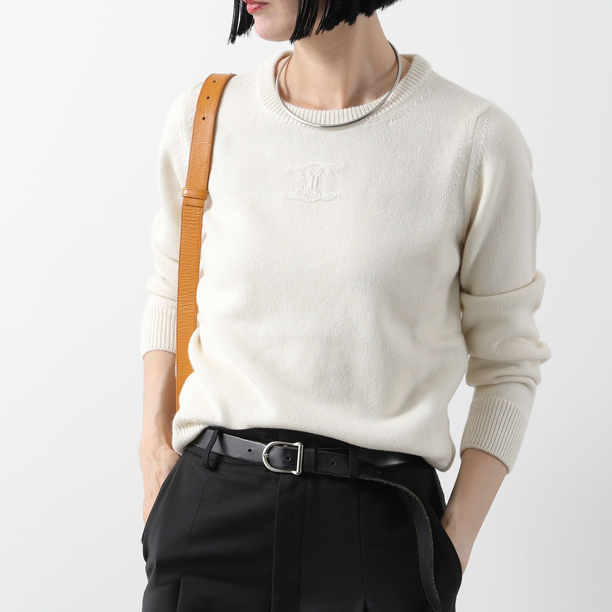 CELINE セリーヌ セーター RY02N317V.01OW レディース クルーネック カシミヤ ニット トリオンフ ロゴ 長袖