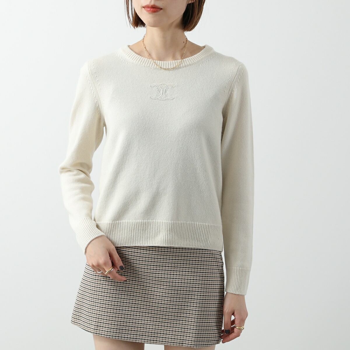 CELINE セリーヌ セーター RY02N317V.01OW レディース クルーネック カシミヤ ニット トリオンフ ロゴ 長袖