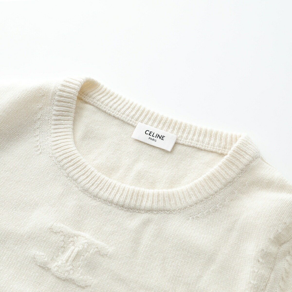 CELINE セリーヌ セーター RY02N317V.01OW レディース クルーネック カシミヤ ニット トリオンフ ロゴ 長袖