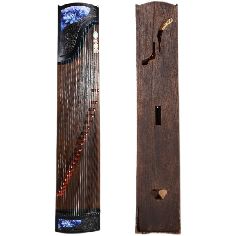 中国楽器 古筝21弦 Amazon | 中国の伝統楽器 21 弦古筝、金模様の枝と葉、広葉ローズ