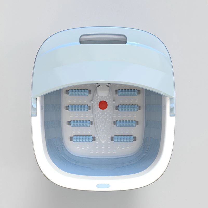 新しいローラー折りたたみフットバスレッドライトバブルワイヤレスリモコンフットバス電気加熱フットバスペ