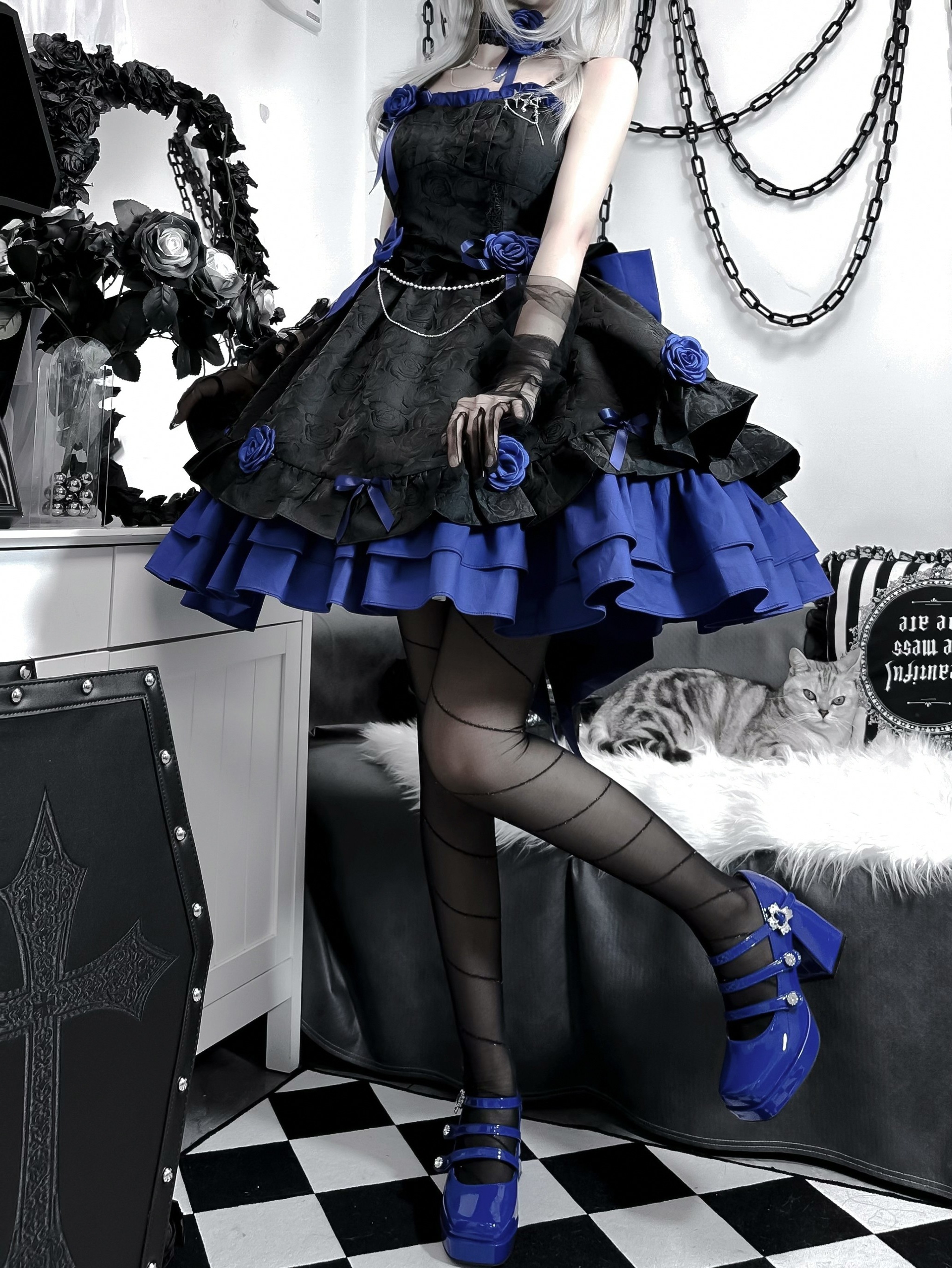 ロマンティックコントラクト 魔女 ダーク ゴシック スリム 風 サスペンダー Jsk ワンピース 制服 コスプレ ロマンティックコントラクト 魔女 ダーク ゴシック スリム 風 サスペンダー Jsk ワンピース 制服 コスプレ