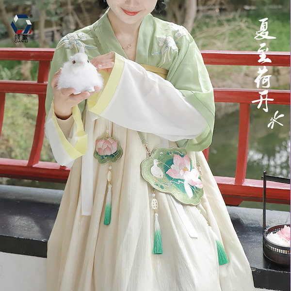 新品 蓮子/睡蓮 刺繍 ハンド&ショルダーバッグ：シノワズリ・和装・漢服・旗袍に Qoo10] 漢服バッグ古レトロ刺繍蓮の花アクセサリー