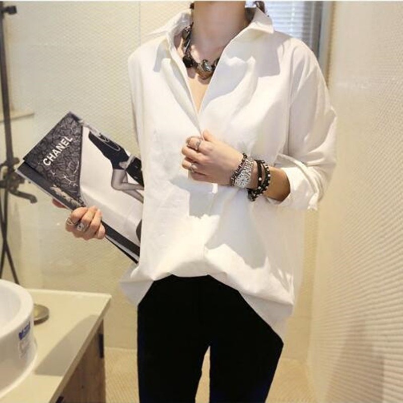 2453.無地シンプル長袖ブラウス(ホワイト)2019 春夏 カジュアル オフィスカジュアル 普段使い 着回し 2453.無地シンプル長袖ブラウス(ホワイト)2019 春夏 カジュアル オフィスカジュアル 普段使い 着回し